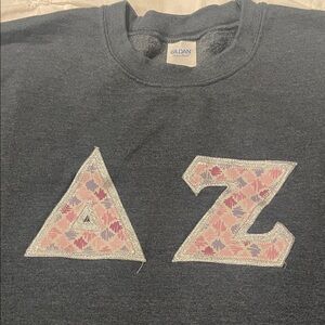 Gildan Dark Gray Sweatshirt with Pink and Silver Accents